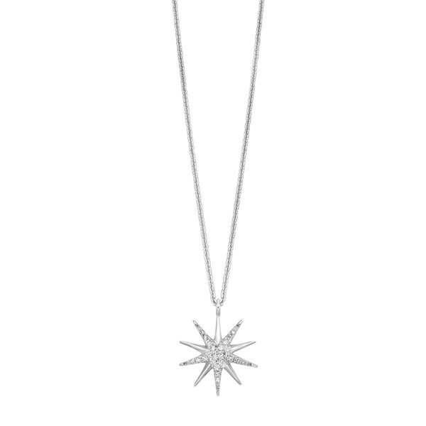Sterling Silver .10 CTW Diamond Star Pendant Necklace Bradley's Jewelers Jacksonville, NC
