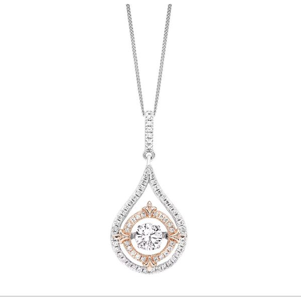 Sterling Silver Rose-Tone CZ Rhythm of Love Teardrop Pendant Necklace Bradley's Jewelers Jacksonville, NC