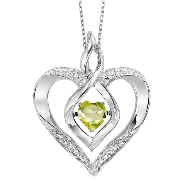 White Sterling Silver Rhythm of Love Heart Pendant with Peridot Bradley's Jewelers Jacksonville, NC
