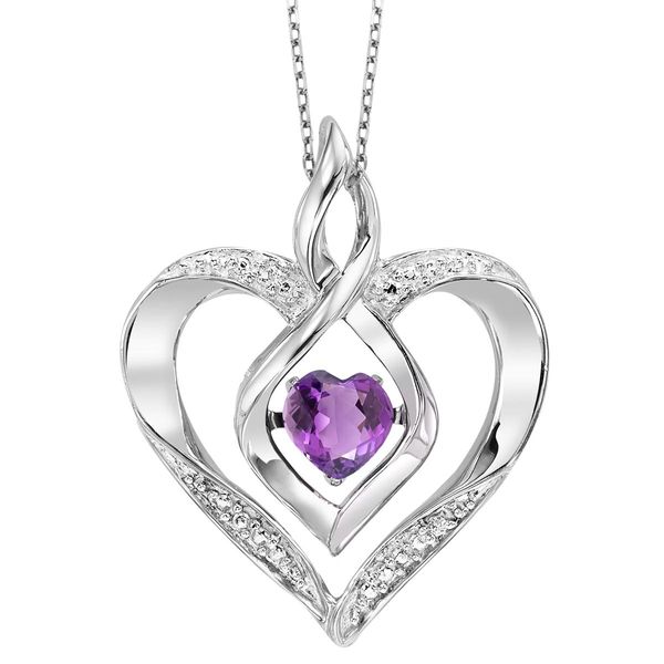 Sterling Silver Created Amethyst Rhythm of Love Heart Pendant Bradley's Jewelers Jacksonville, NC