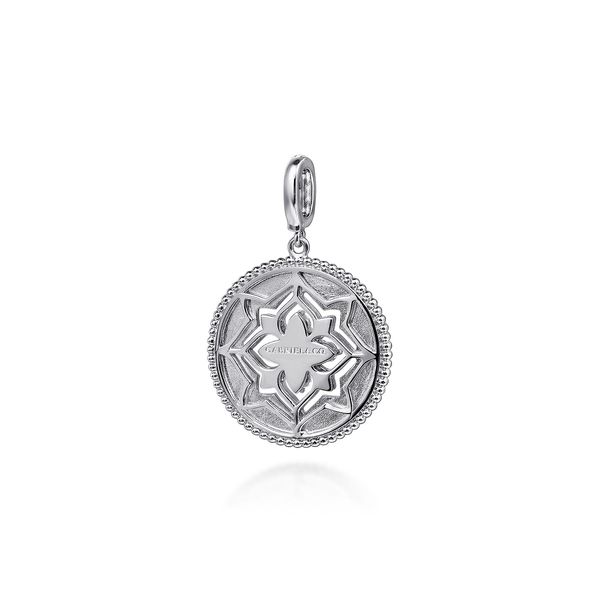 Gabriel & Co Sterling Silver Blue Topaz & White Sapphire Bujukan Medallion Pendant Image 2 Bradley's Jewelers Jacksonville, NC