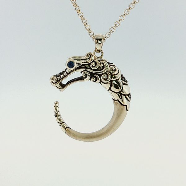 John Hardy Naga Sterling Silver Pavé Necklace with Black Spinel & Sapphires Bradley's Jewelers Jacksonville, NC