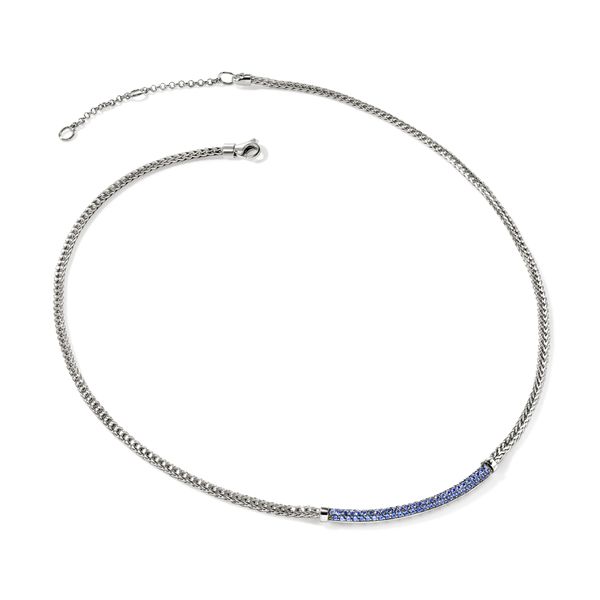 John Hardy Essentials Silver Mini Chain Necklace with Blue Sapphires | 2.5mm Image 3 Bradley's Jewelers Jacksonville, NC