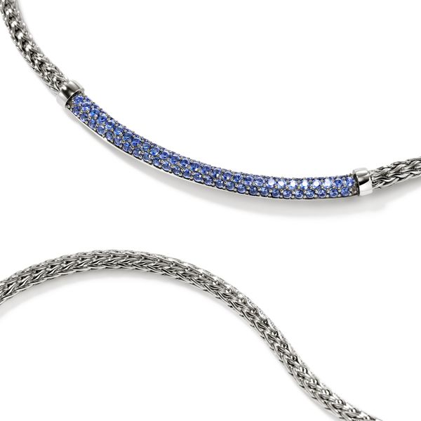 John Hardy Essentials Silver Mini Chain Necklace with Blue Sapphires | 2.5mm Image 4 Bradley's Jewelers Jacksonville, NC