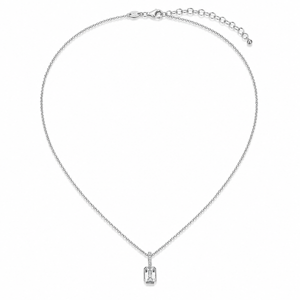 Charles Garnier White Sapphire Sterling Silver Cable Chain Necklace Bradley's Jewelers Jacksonville, NC