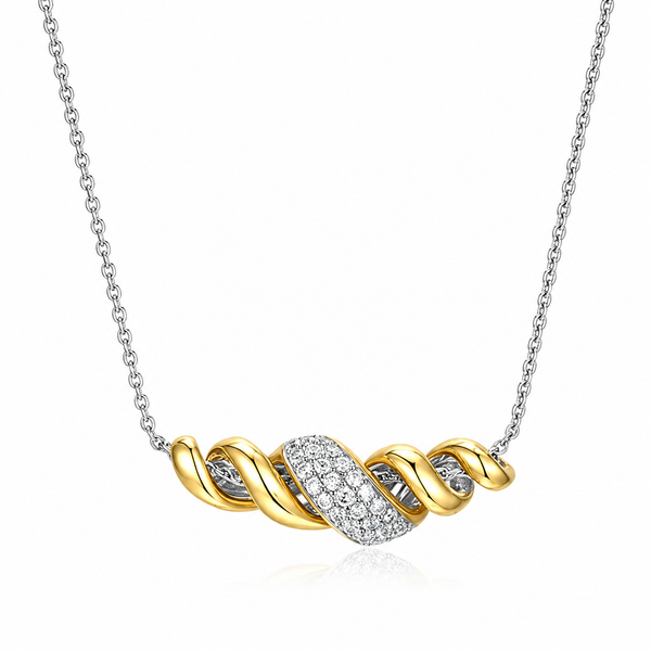 Charles Garnier Celeste Twist CZ Necklace | Silver & Gold Bradley's Jewelers Jacksonville, NC