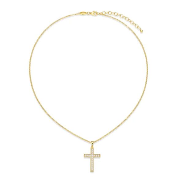 Charles Garnier Gold Plated Cross Pendant Necklace Bradley's Jewelers Jacksonville, NC