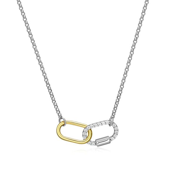 Charles Garnier Sterling Silver Two-Tone Interlocking Promise Necklace | Diamondlite CZ Bradley's Jewelers Jacksonville, NC