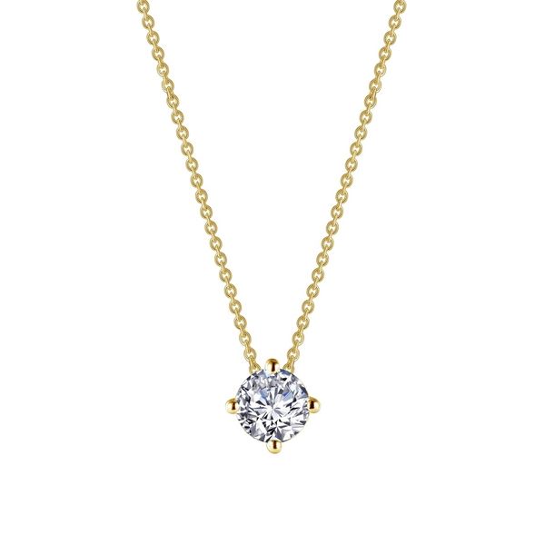 Lafonn 0.65 CTW Solitaire Necklace in Gold-Plated Sterling Silver Bradley's Jewelers Jacksonville, NC