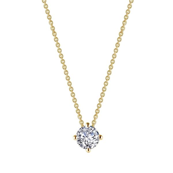 Lafonn 0.50 CTW Solitaire Necklace in Gold-Plated Sterling Silver Bradley's Jewelers Jacksonville, NC