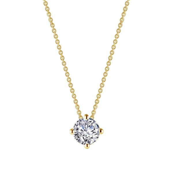 Lafonn 0.85 CTW Solitaire Necklace in Gold-Plated Sterling Silver Bradley's Jewelers Jacksonville, NC