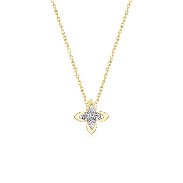 Lafonn Magnolia Blossom Collection Two-Tone Medium Pendant Necklace 0.20 CTW Bradley's Jewelers Jacksonville, NC