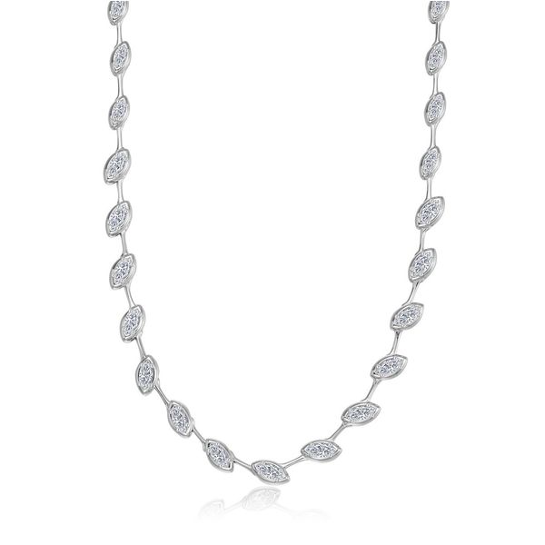 Lafonn Sterling Silver, Platinum-Plated 5.86 CTW Marquise East-West Station Strand Necklace Bradley's Jewelers Jacksonville, NC