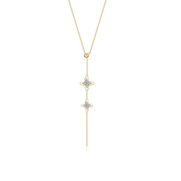 Lafonn Magnolia Blossom Collection Two-Tone Adjustable Y Necklace 0.32 CTW Bradley's Jewelers Jacksonville, NC