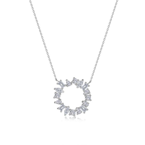 Lafonn 0.80 CTW Platinum-Plated Prismatic Cluster Circle Necklace Bradley's Jewelers Jacksonville, NC