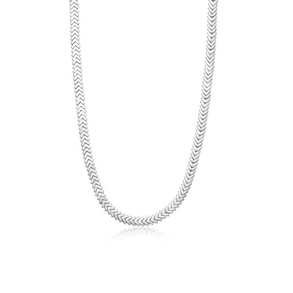 Lafonn Sterling Silver, Platinum-Plated Chevron Chain Necklace Bradley's Jewelers Jacksonville, NC