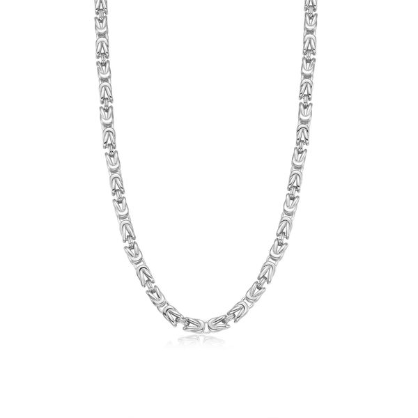 Lafonn Sterling Silver, Platinum-Plated Square Byzantine Link Chain Necklace Bradley's Jewelers Jacksonville, NC