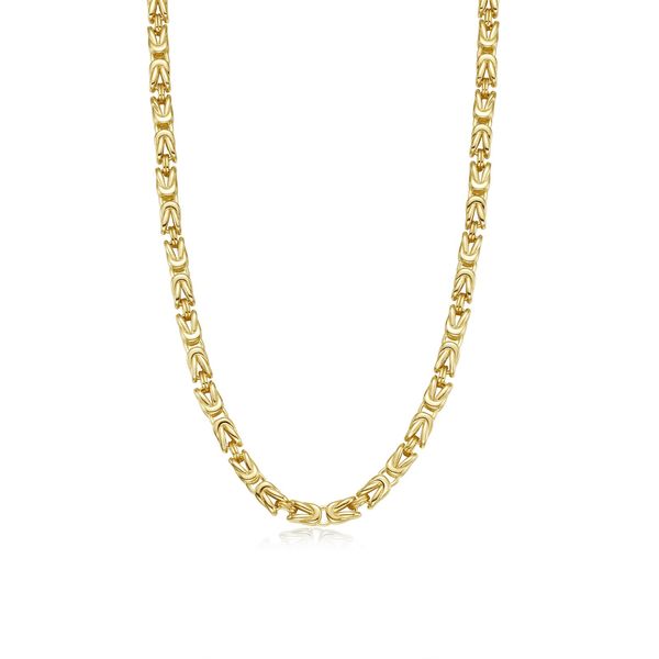 Lafonn Sterling Silver Gold-Plated Square Byzantine Link Chain Necklace Bradley's Jewelers Jacksonville, NC