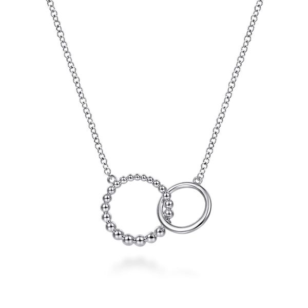 Gabriel & Co. Sterling Silver Beaded Bujukan Double Circle Necklace Bradley's Jewelers Jacksonville, NC