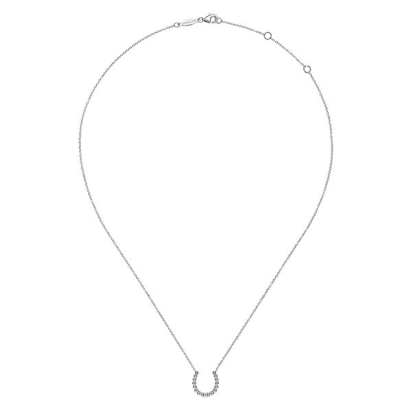 Gabriel & Co. Sterling Silver Bujukan Beaded Horseshoe Necklace Image 2 Bradley's Jewelers Jacksonville, NC