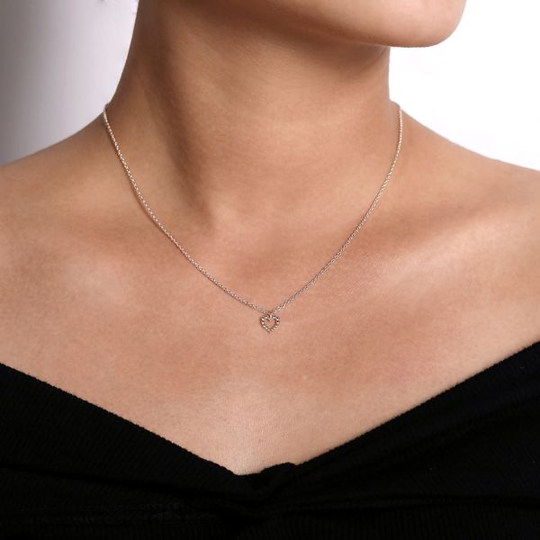 Gabriel & Co. Sterling Silver Bujukan Beaded Heart Necklace Image 3 Bradley's Jewelers Jacksonville, NC