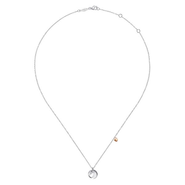 Gabriel & Co. Sterling Silver & Rose-Tone Heart Pendant Necklace Image 3 Bradley's Jewelers Jacksonville, NC