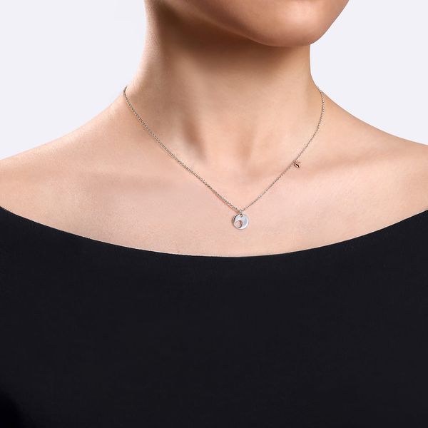 Gabriel & Co. Sterling Silver & Rose-Tone Heart Pendant Necklace Image 4 Bradley's Jewelers Jacksonville, NC