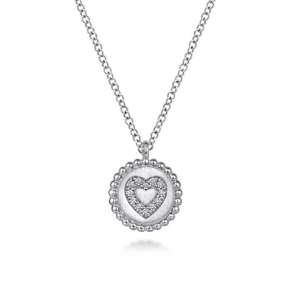 Gabriel & Co. Sterling Silver Diamond Heart Pendant Necklace Bradley's Jewelers Jacksonville, NC