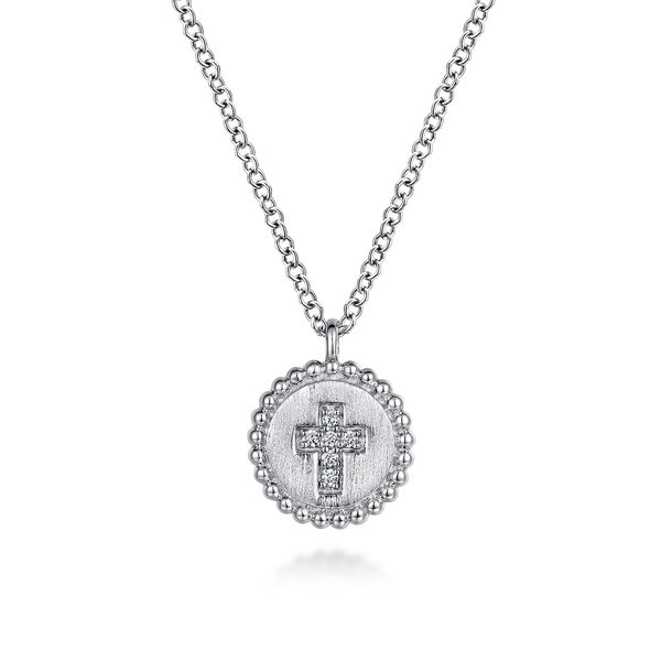 Gabriel & Co. Sterling Silver Diamond Cross Pendant Necklace Bradley's Jewelers Jacksonville, NC