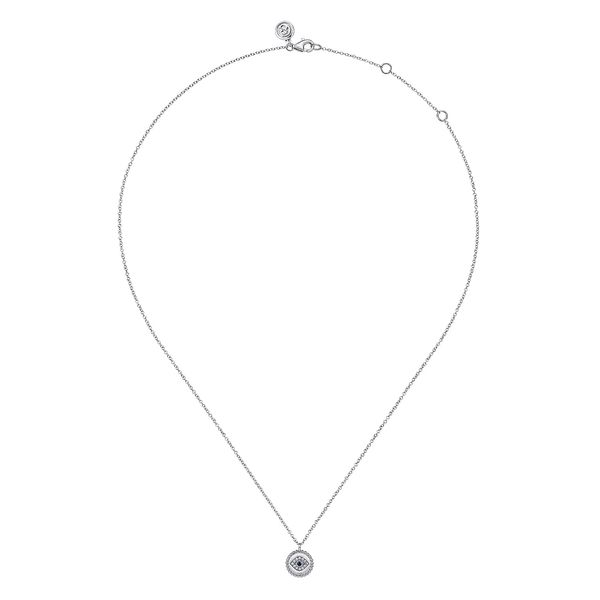 Gabriel & Co. Sterling Silver Sapphire & Diamond Evil Eye Pendant Necklace Image 2 Bradley's Jewelers Jacksonville, NC