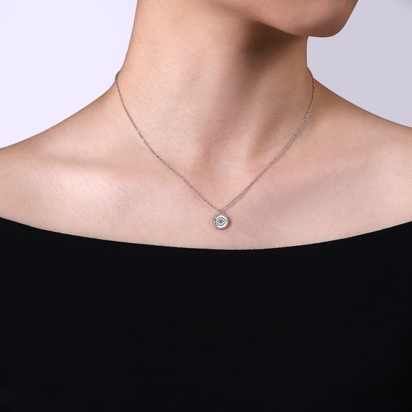 Gabriel & Co. Sterling Silver Sapphire & Diamond Evil Eye Pendant Necklace Image 3 Bradley's Jewelers Jacksonville, NC