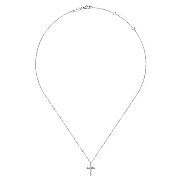 Gabriel & Co. Sterling Silver Diamond Cross Pendant Necklace Image 2 Bradley's Jewelers Jacksonville, NC