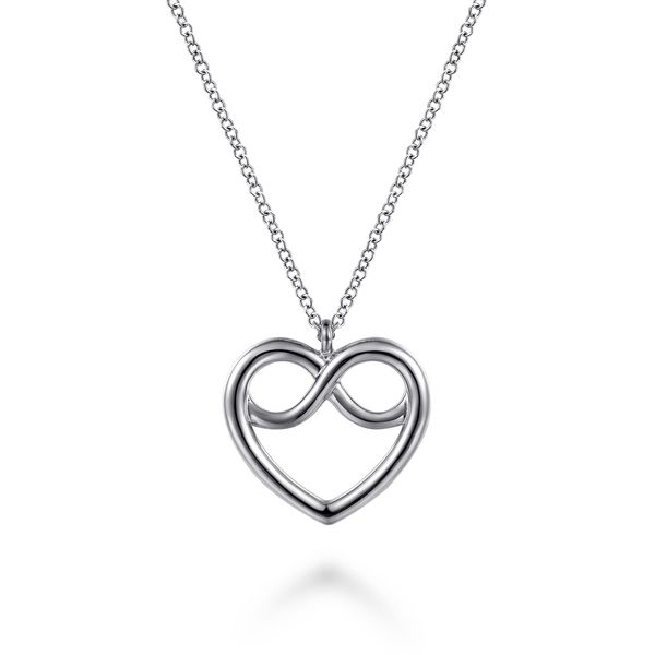 Gabriel & Co. Sterling Silver Heart Love Knot Pendant Necklace Bradley's Jewelers Jacksonville, NC