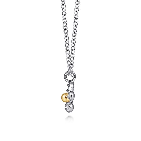 Gabriel & Co. Bujukan 14K Yellow Gold & Sterling Silver 0.08 Ct Diamond Pendant Necklace Image 3 Bradley's Jewelers Jacksonville, NC