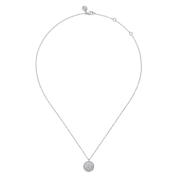 Gabriel & Co. Bujukan Sterling Silver 0.02 CTW Diamond Medallion Pendant Necklace Image 2 Bradley's Jewelers Jacksonville, NC