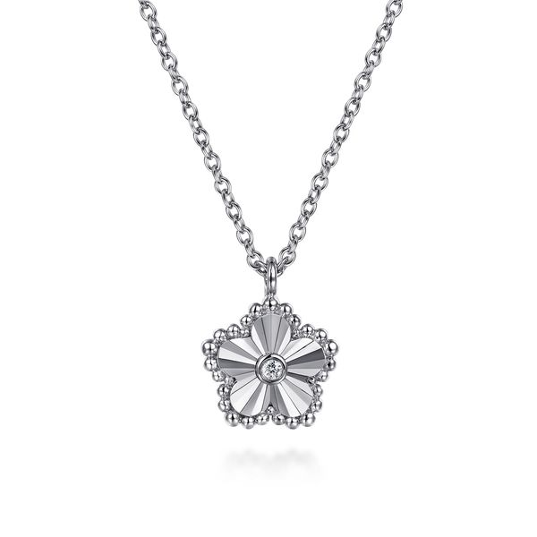 Gabriel & Co. Bujukan Sterling Silver 0.01 CTW Diamond Pendant Necklace Bradley's Jewelers Jacksonville, NC