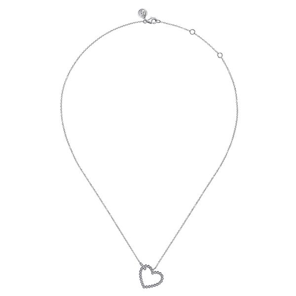 Gabriel & Co. Bujukan Sterling Silver Heart Pendant Necklace with 0.02 CTW Diamonds Image 2 Bradley's Jewelers Jacksonville, NC