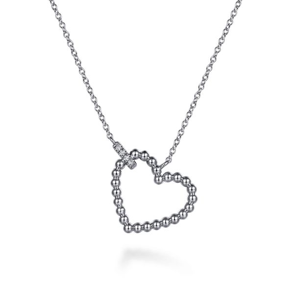 Gabriel & Co. Bujukan Sterling Silver Heart Pendant Necklace with 0.02 CTW Diamonds Bradley's Jewelers Jacksonville, NC