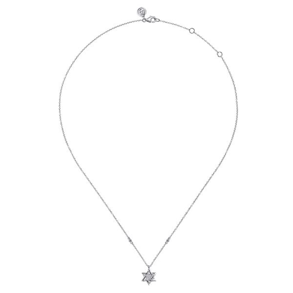 Gabriel & Co. Bujukan Sterling Silver Star of David Pendant Necklace with 0.04 CTW Diamonds Image 2 Bradley's Jewelers Jacksonville, NC
