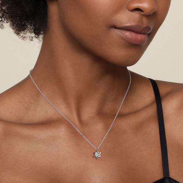 Gabriel & Co. Bujukan Sterling Silver Star of David Pendant Necklace with 0.04 CTW Diamonds Image 3 Bradley's Jewelers Jacksonville, NC