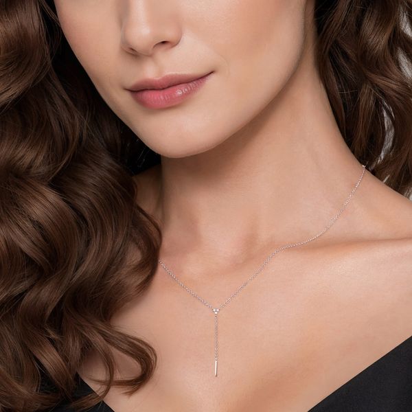Gabriel & Co. Contemporary Sterling Silver Y Necklace with 0.03 CTW Diamonds Image 3 Bradley's Jewelers Jacksonville, NC