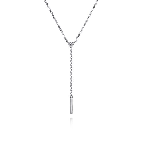 Gabriel & Co. Contemporary Sterling Silver Y Necklace with 0.03 CTW Diamonds Bradley's Jewelers Jacksonville, NC