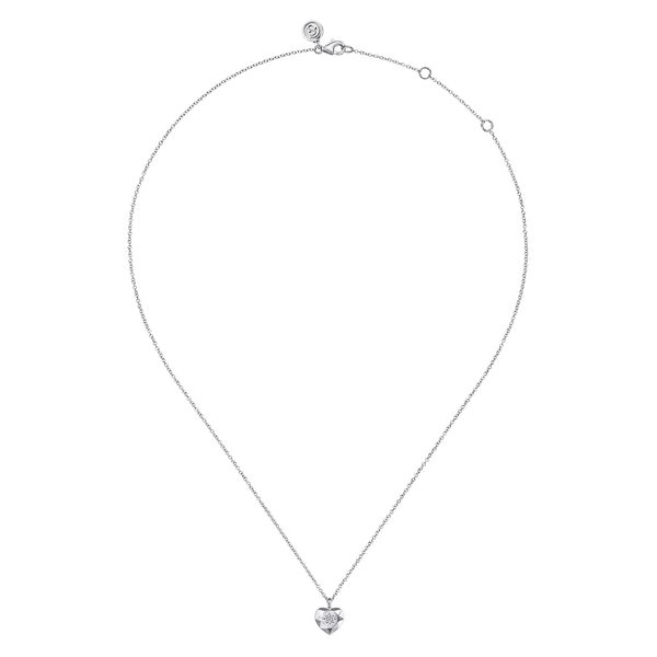 Gabriel & Co. Contemporary Sterling Silver Cut Heart Pendant Necklace with 0.01 CTW Diamonds Image 2 Bradley's Jewelers Jacksonville, NC