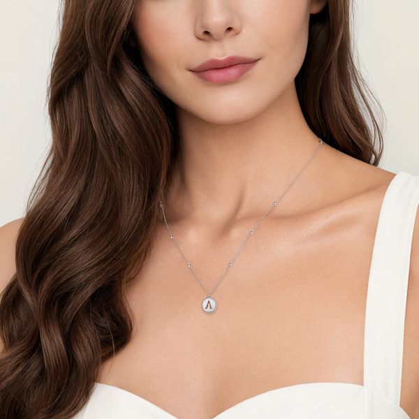 Gabriel & Co. Bujukan Sterling Silver Initial A Medallion Pendant Necklace Image 3 Bradley's Jewelers Jacksonville, NC