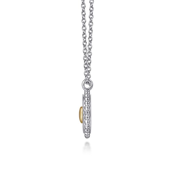 Gabriel & Co. Bujukan 14K Yellow Gold & Sterling Silver Heart Medallion Pendant Necklace Image 3 Bradley's Jewelers Jacksonville, NC