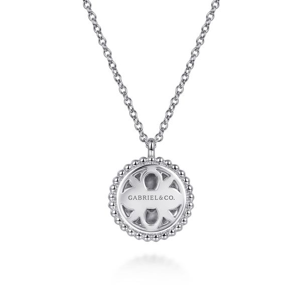 Gabriel & Co. Bujukan 14K Yellow Gold & Sterling Silver Heart Medallion Pendant Necklace Image 4 Bradley's Jewelers Jacksonville, NC