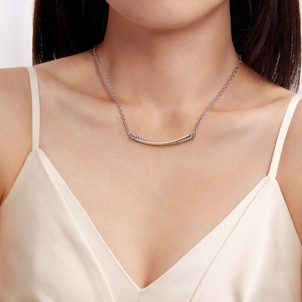 Gabriel & Co. Bujukan 14K Yellow Gold & Sterling Silver Criss Cross Bar Necklace Image 3 Bradley's Jewelers Jacksonville, NC