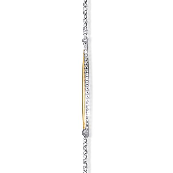 Gabriel & Co. Bujukan 14K Yellow Gold & Sterling Silver Criss Cross Bar Necklace Image 4 Bradley's Jewelers Jacksonville, NC