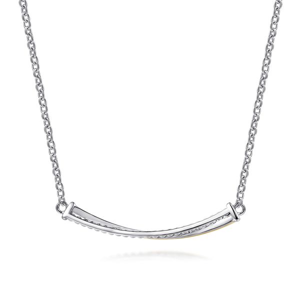 Gabriel & Co. Bujukan 14K Yellow Gold & Sterling Silver Criss Cross Bar Necklace Image 5 Bradley's Jewelers Jacksonville, NC