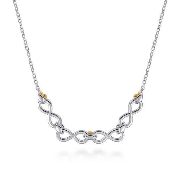 Gabriel & Co. Bujukan 14K Yellow Gold & Sterling Silver Infinity Bar Necklace Image 4 Bradley's Jewelers Jacksonville, NC